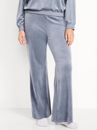 High-Waisted Velour Flare Lounge Pants | Old Navy (US)