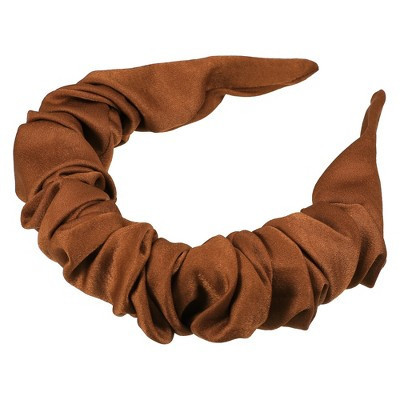 Unique Bargains Women's Solid Color Pleated Headband 1 Pc Orange | Target