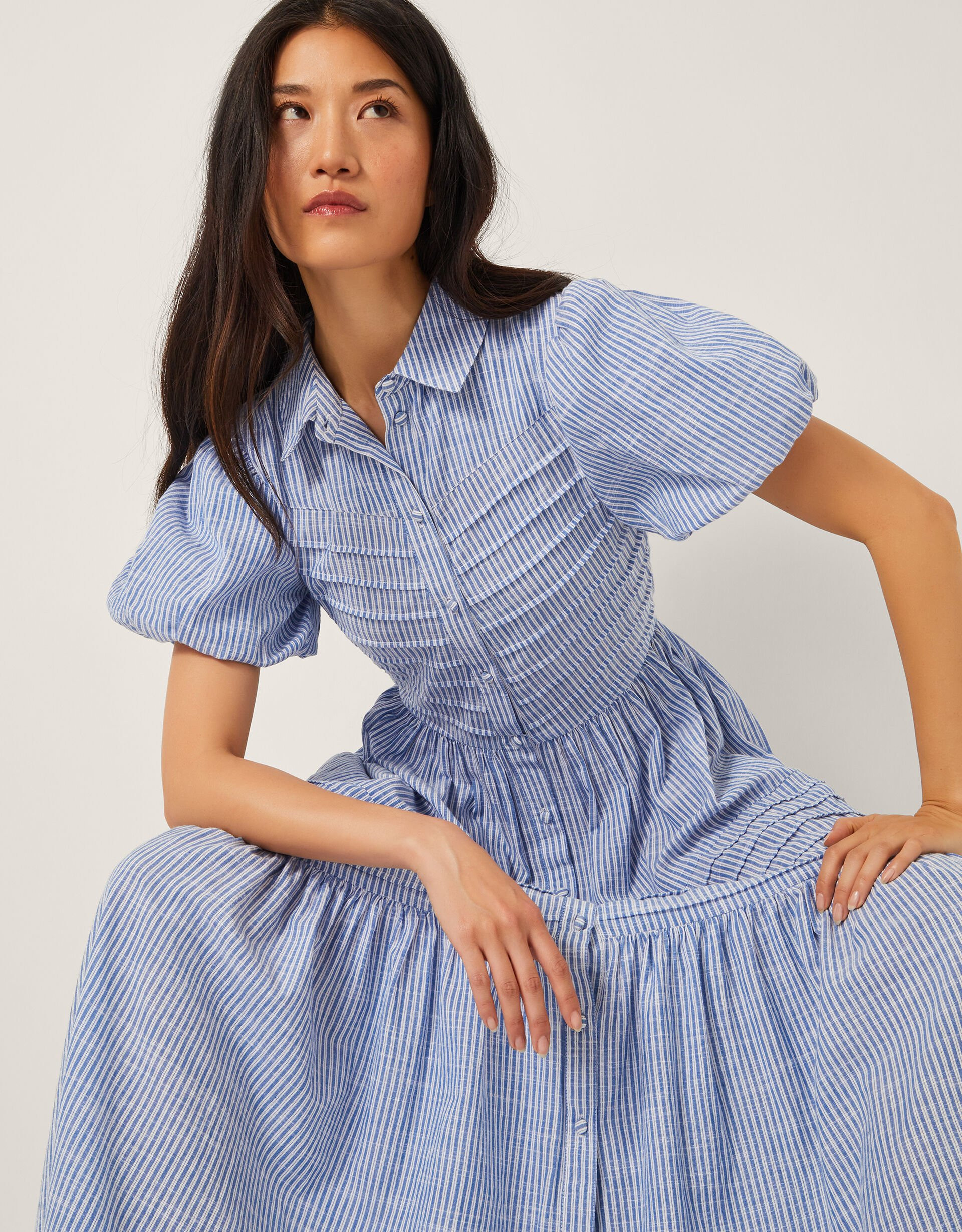 Winnie Stripe Maxi Shirt Dress Blue | Monsoon (UK)