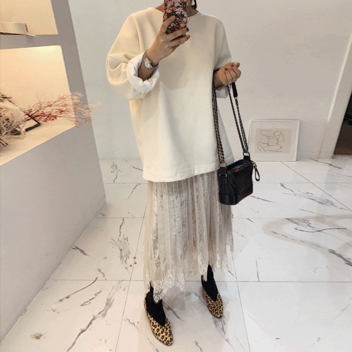 Elastic Waist Lace Overlay Skirt | Miamasvin