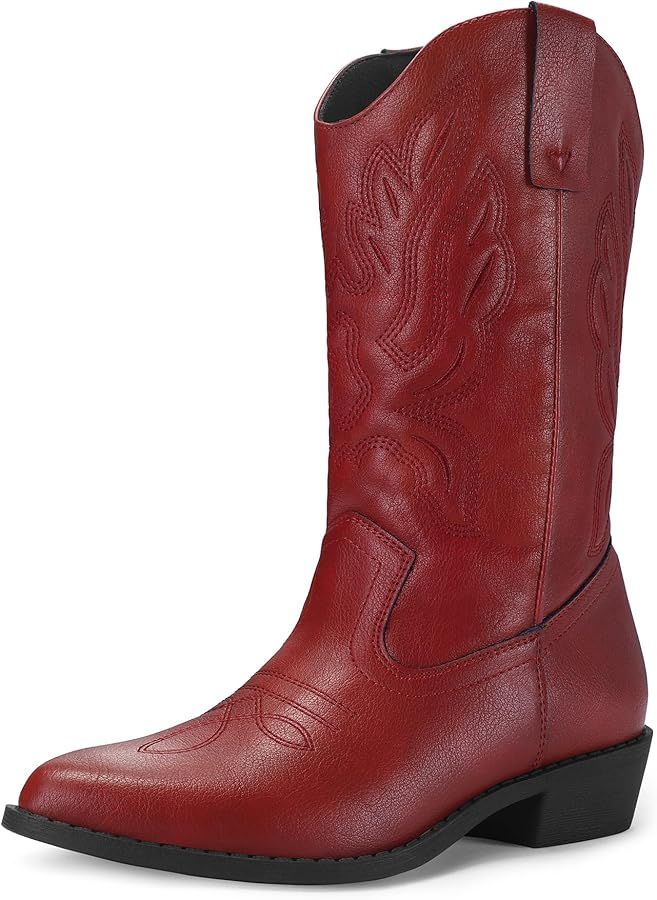 mysoft Women's Western Cowboy Boots Embroidered Mid-Calf Pointed Toe Cowgirl Boot, Accommodate Bo... | Amazon (US)