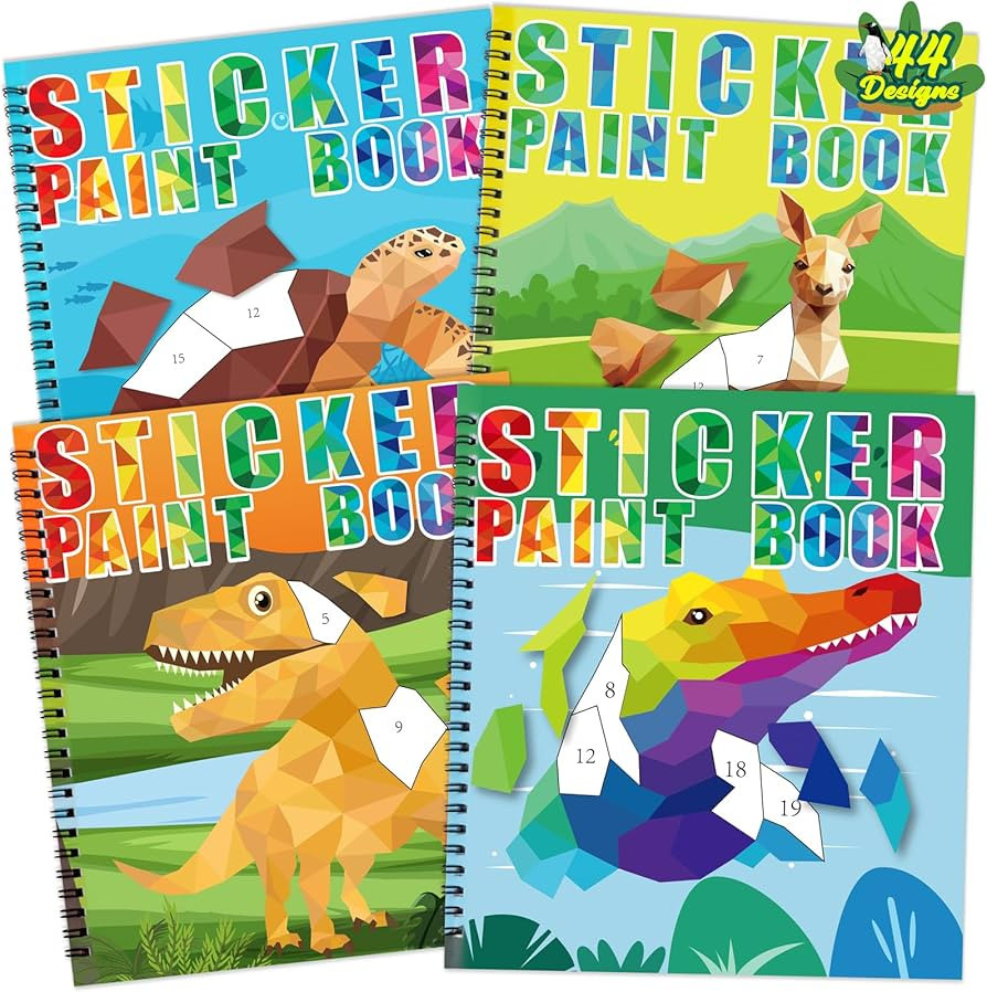 90shine 4PCS Sticker Books for Kids Ages 4-8 Includes Underwater Pet Dinosaur Rainbow Themed Mult... | Amazon (US)