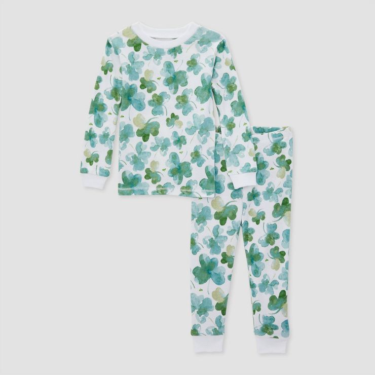 Burt's Bees Baby® Toddler 2pc Shamrocks Organic Cotton Pajama Set - Green | Target