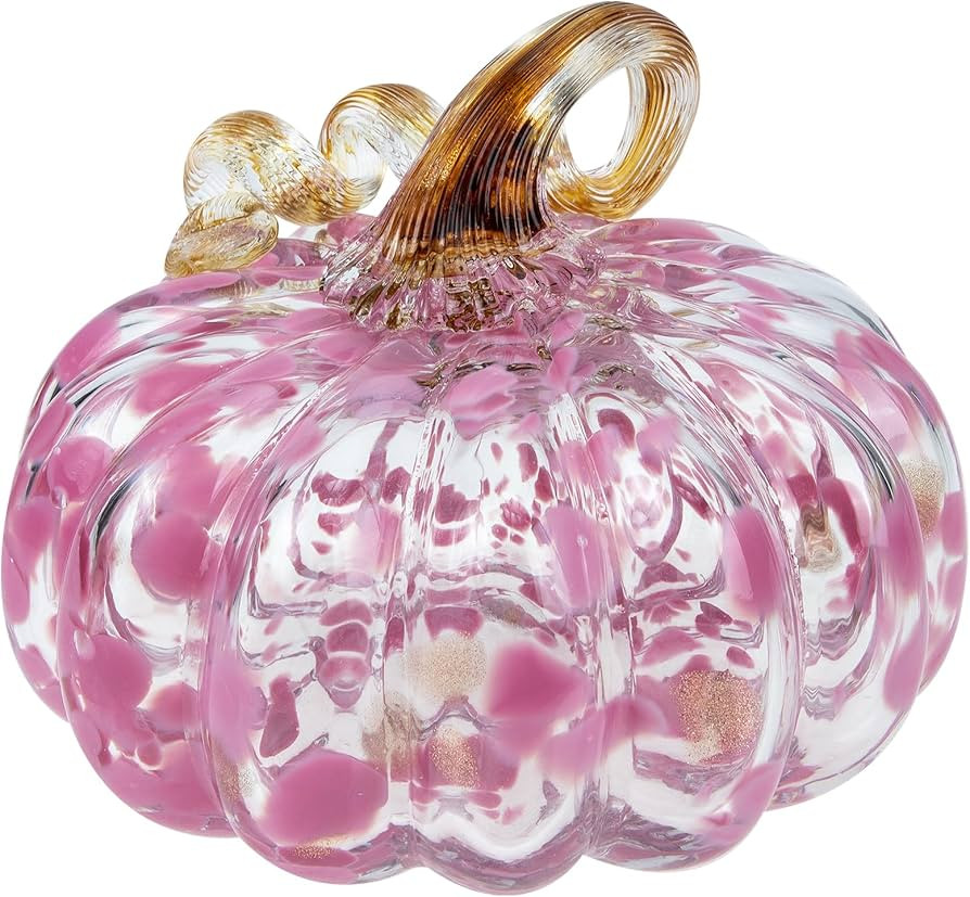 SEWACC Glass Pumpkin Figurine Hand Blown Glass Pumpkin Table Ornament for Home Fall Harvest Hallo... | Amazon (US)