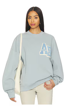 ANINE BING Miles Oversized Sweatshirt Letterman in Pastel Blue from Revolve.com | Revolve Clothing (Global)