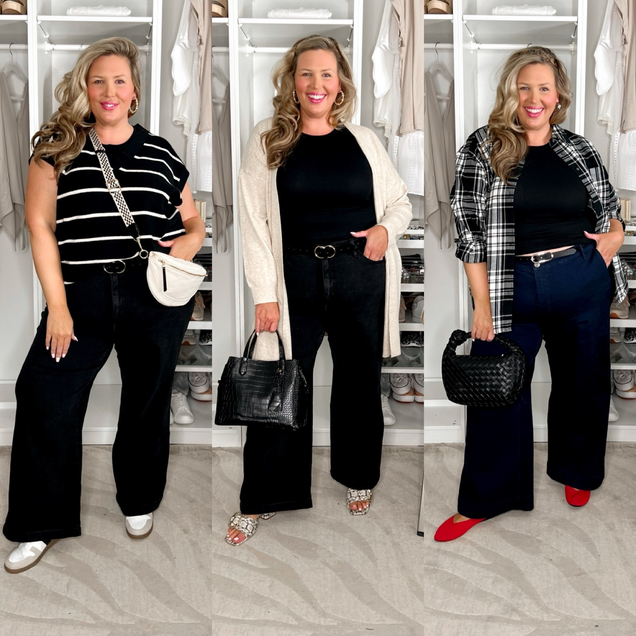 3 plus size wide leg jeans outfit ideas - size up in the jeans, I’m wearing a 20!

Look 1: This vest top is really just like a short sleeve lightweight sweater and I love. Size up in the jeans! The top runs generous but l like it in my regular size for an oversized look. Wearing 20W and 2X! Wearing XXL in tank and 2X in belt. For the belt, consider sizing up - I wish I had gotten the 3X!

Look 2: Size up one in these black wide leg jeans - I'm in the 20! Wearing XXL in tank and 2X in belt. For the belt, consider sizing up - I wish I had gotten the 3X! The cardigan isn't available online yet, but I linked one similar and will add it as soon as it's up!

Look 3: These dark wash wide leg trouser jeans are beautiful!!! So comfy! You probably could do your regular size but I like the size up! I’m in 20! Wearing XXL in tank and 2X in belt. For the belt, consider sizing up - I wish I had gotten the 3X! The button down isn't available online yet, but I linked one similar and will add it as soon as it's up!

#LTKPlusSize #LTKSeasonal #LTKStyleTip