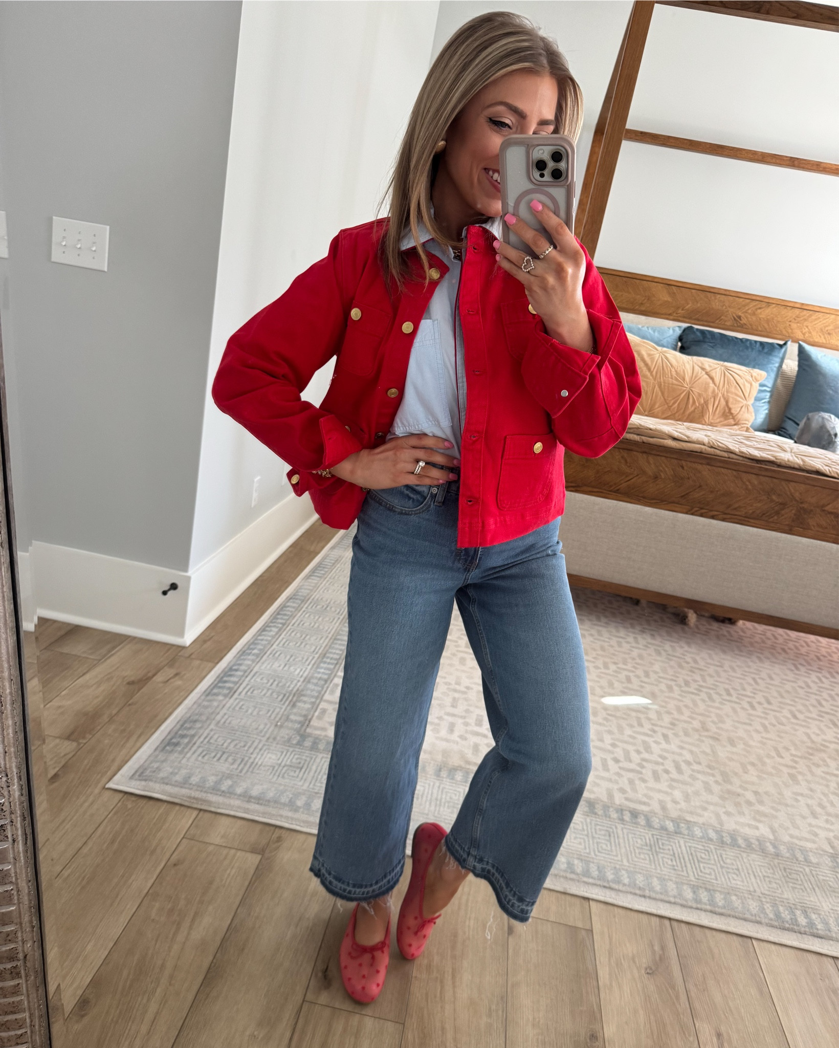 Head-to-toe Walmart new arrivals and I’m obsessed with how cute this outfit turned out ❤️✨
This is such a perfect everyday Walmart look — classic denim, an easy white top, and the prettiest red jacket to pull it all together. But let’s talk about the mesh heart ballet flats because they are absolutely stealing the show 🩰❤️ The delicate heart details are so fun and feminine, and they instantly elevate the whole outfit.

This is one of those Walmart outfits that feels polished but still totally wearable for school drop-off, errands, lunch dates, or casual days when you want to look put together without trying too hard. Affordable Walmart fashion with special details is always a win ✨

#walmartfashion #walmartstyle #headtotoewalmart #walmartnewarrivals #affordablefashion #everydayoutfit #balletflats #heartdetails #casualchic #budgetfriendlyfashion #walmartfinds ❤️✨