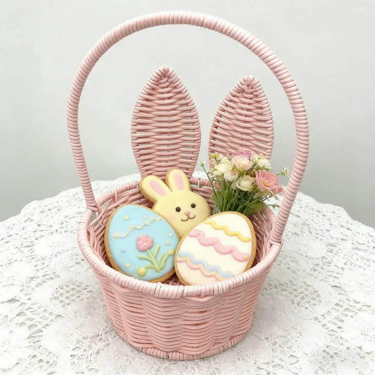SDJMa Wicker Easter Bunny Basket Empty Rattan Basket with Handle for Egg Hunt Wedding Birthday Pa... | Walmart (US)