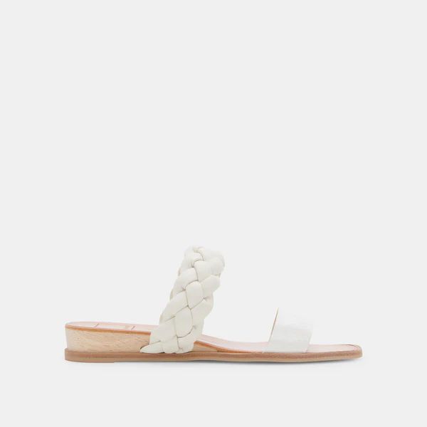 PERSEY SANDALS WHITE EMBOSSED LEATHER | DolceVita.com