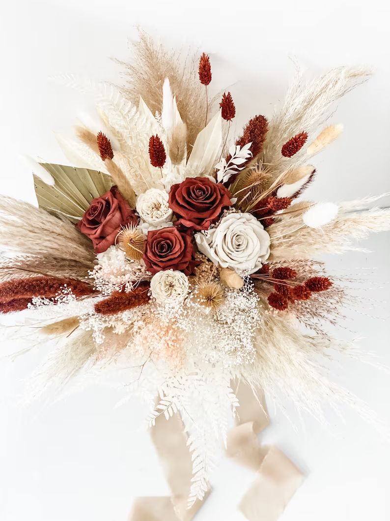 Rust Pampas Grass Bridal Bouquet | Etsy (US)