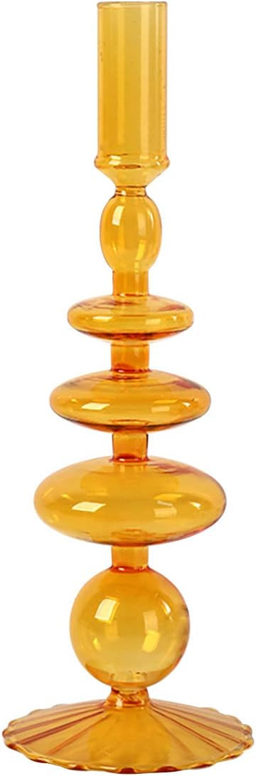 Glass Candlesticks Holders, Retro Glass Candle Holder for Taper Candle Table Centerpiece Wedding ... | Amazon (US)