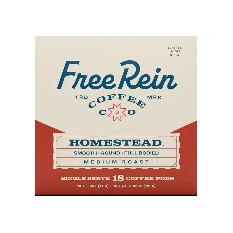 Free Rein Coffee Company Homestead Medium Roast, Coffee Pods, 18ct | Walmart (US)