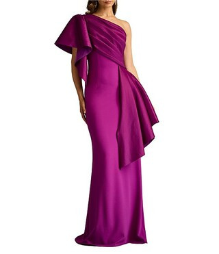 Tadashi ShojiOne Shoulder Draped Taffeta Crepe Gown | Dillard's