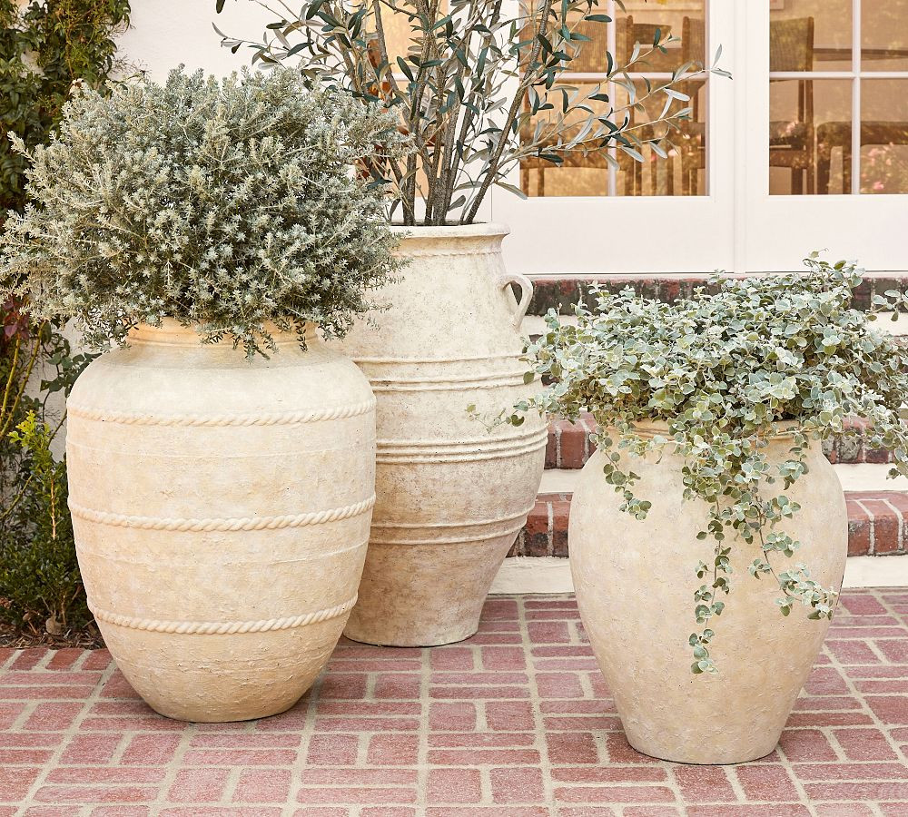 Sienna Fiber Stone Outdoor Planters | Pottery Barn (US)