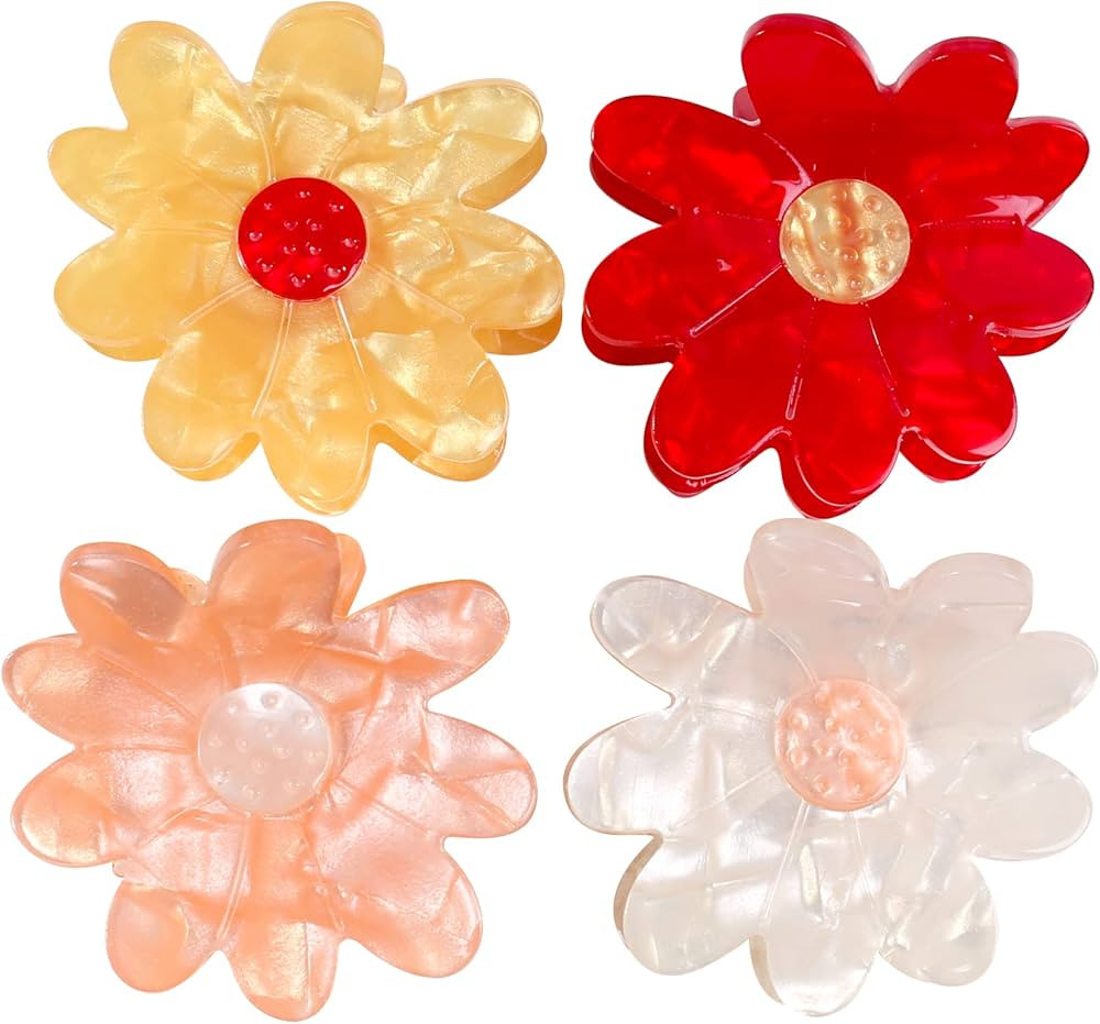 Jayongnee clip Flower Hair Claw Clips for Women, Daisy Hair Clips with Strong Hold, Flora Shaped ... | Amazon (US)