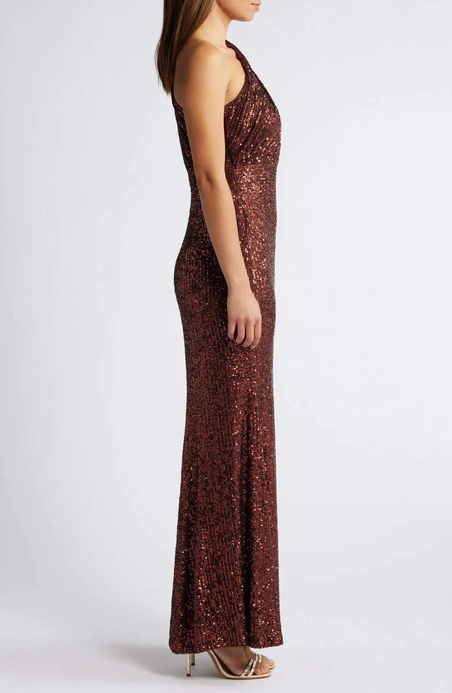 Vince Camuto Sequin One-Shoulder Sheath Gown | Nordstrom | Nordstrom