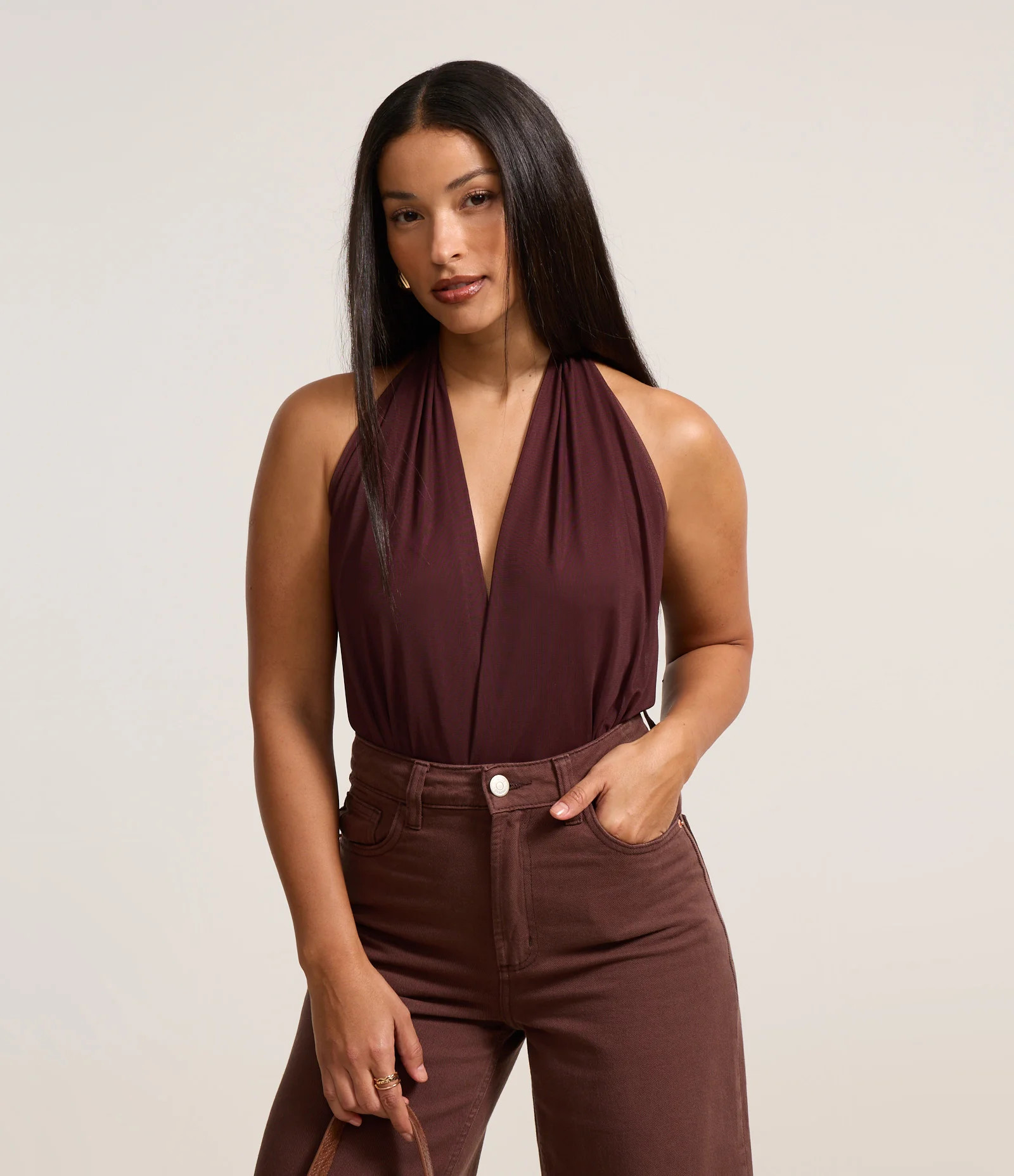 Body em Tule Frente Única com Costas Diferenciadas Marrom - Lojas Renner | Renner (BR)