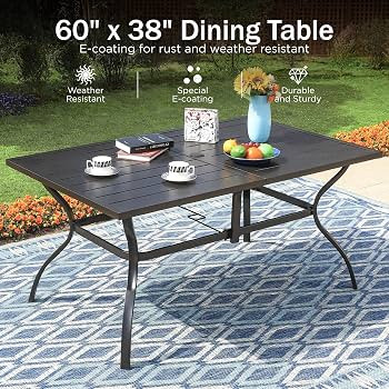 PHI VILLA 7-Piece Metal Patio Outdoor Table and Chairs Outdoor Dining Set - 60" Patio Table with ... | Amazon (US)