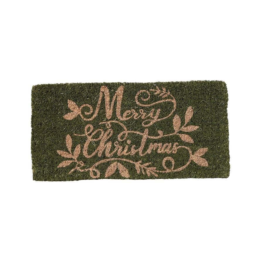 Creative Co-Op Coir Doormat Merry Christmas, Green | Amazon (US)