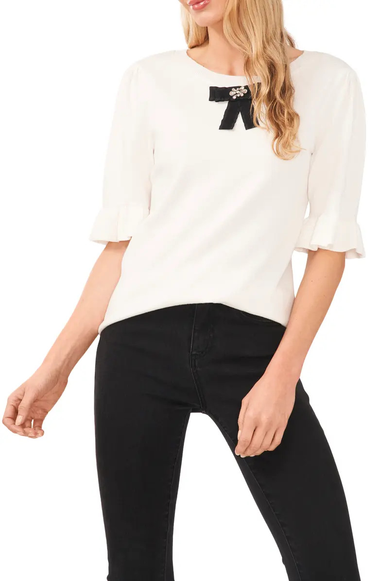 CeCe Embellished Puff Sleeve Sweater | Nordstrom | Nordstrom