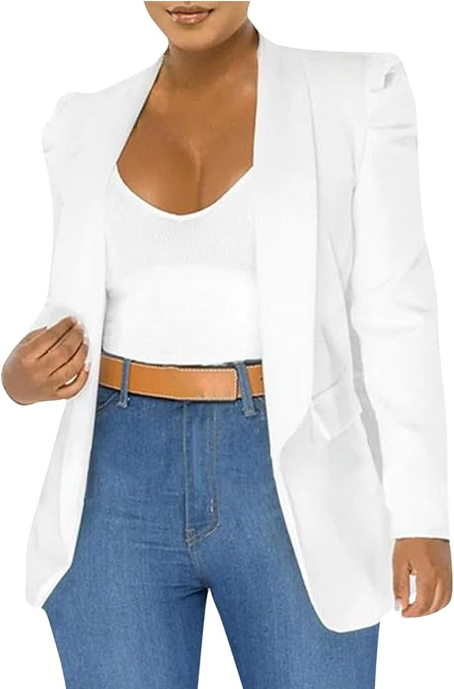 Womens Blazers for Work Casual with Pockets Long Sleeve Open Front Work Office Suit Jackets Lapel... | Amazon (US)