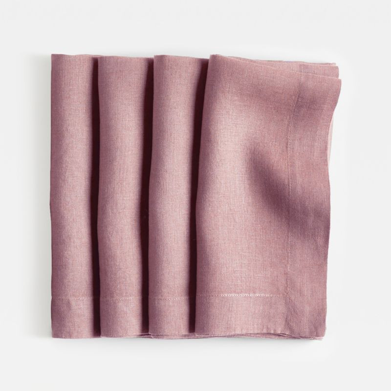 Marin Morning Mauve European Flax -Certified Linen Napkin, Set of 4 + Reviews | Crate & Barrel | Crate & Barrel