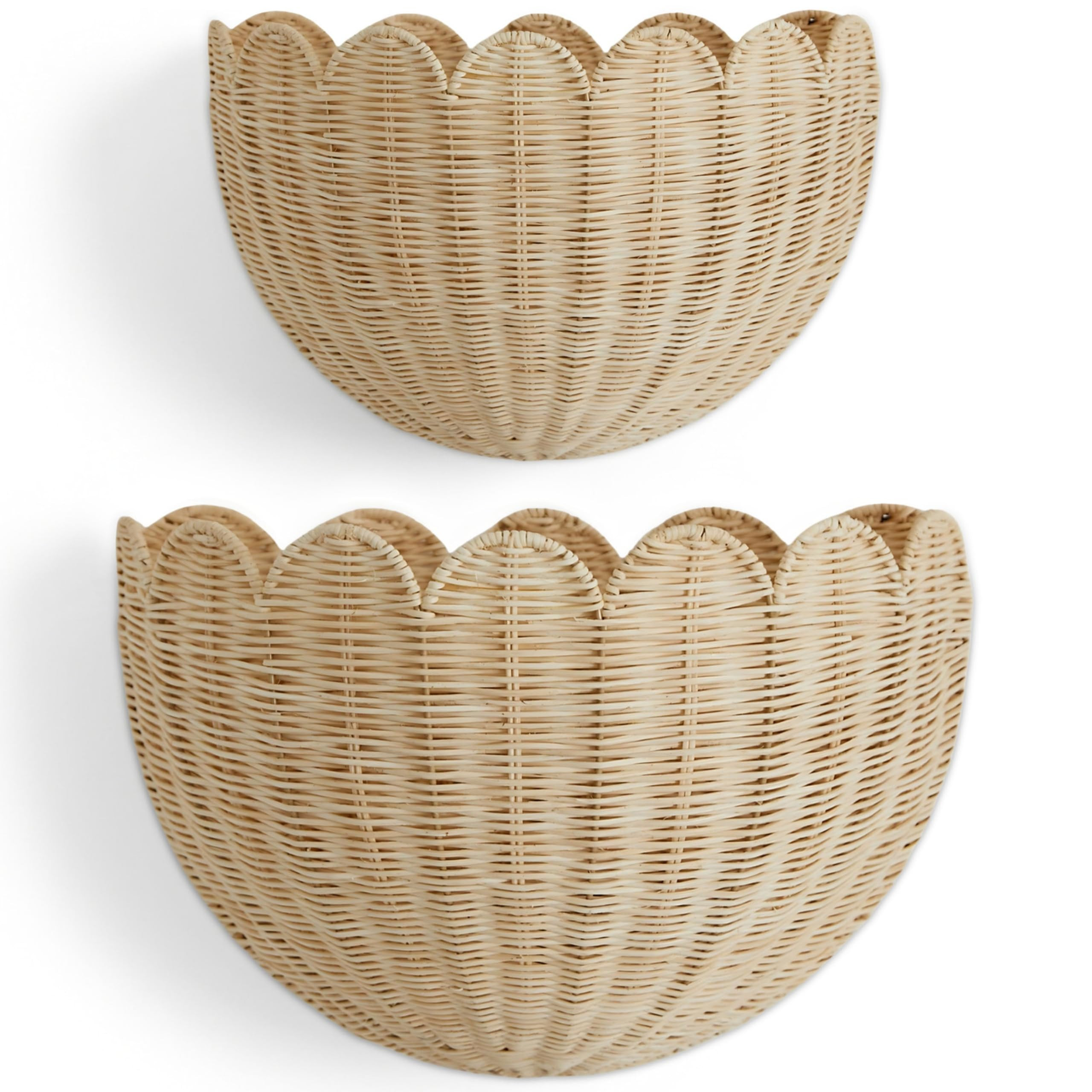 BEBE BASK The Original Scalloped Wicker Wall Basket – Set of 2 – Handwoven Scalloped Wall Bas... | Amazon (US)