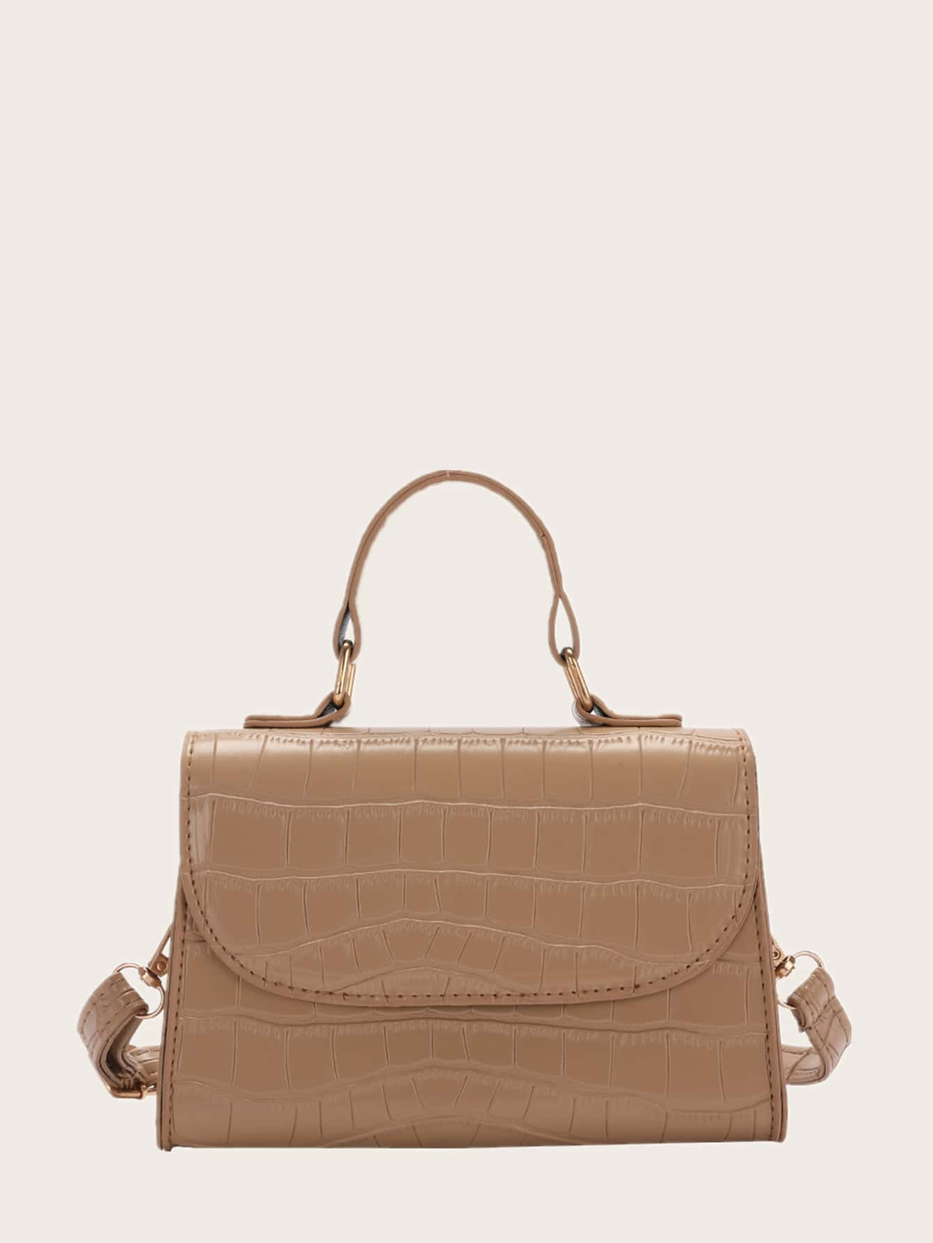 Mini Croc Embossed Top Handle Satchel Bag | SHEIN