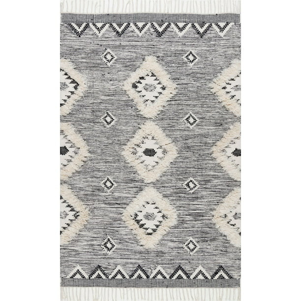 nuLOOM Savannah Moroccan Fringe Textured Wool Area Rug - Walmart.com | Walmart (US)