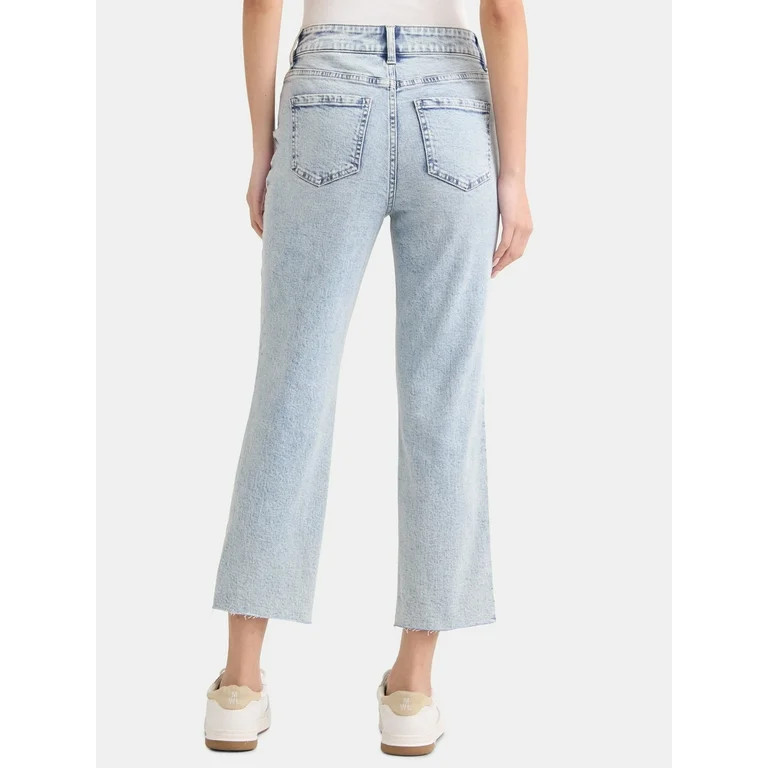 Time and Tru Women's High Rise Straight Leg Cropped Jean, 25" Inseam, Sizes 2-20 | Walmart (US)