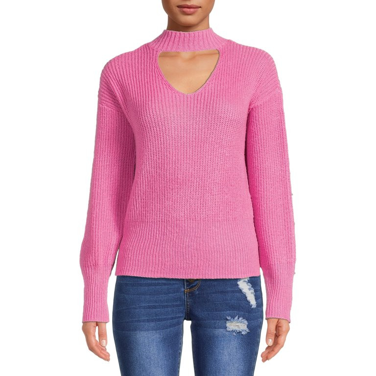 99 Jane Street Women's Long Sleeve Cut Out Neck Pullover | Walmart (US)