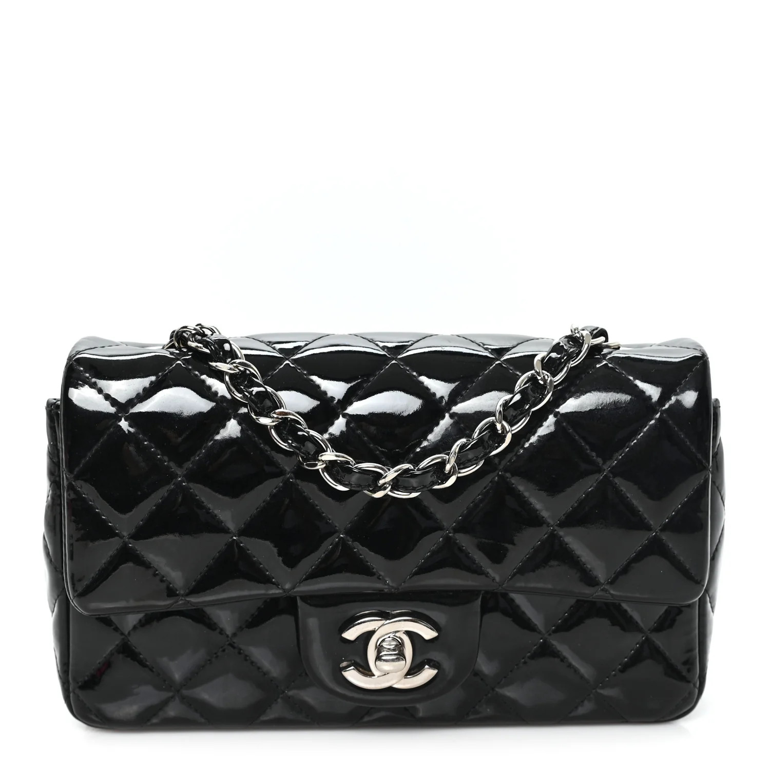 Chanel Patent Calfskin Quilted Mini Rectangular Flap Black 1902624 | FASHIONPHILE (US)
