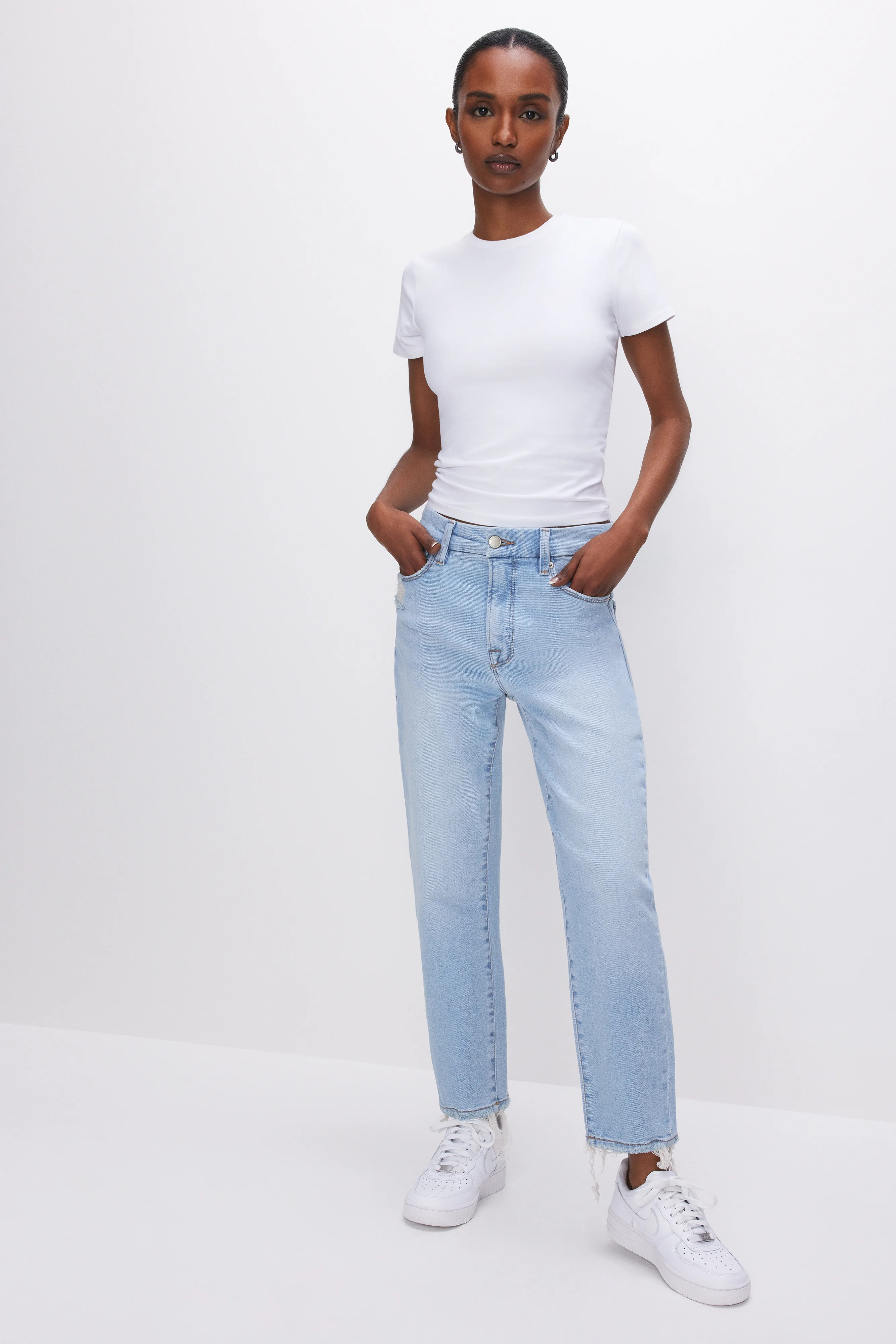 GOOD PETITE GIRLFRIEND JEANS | INDIGO463 | Good American