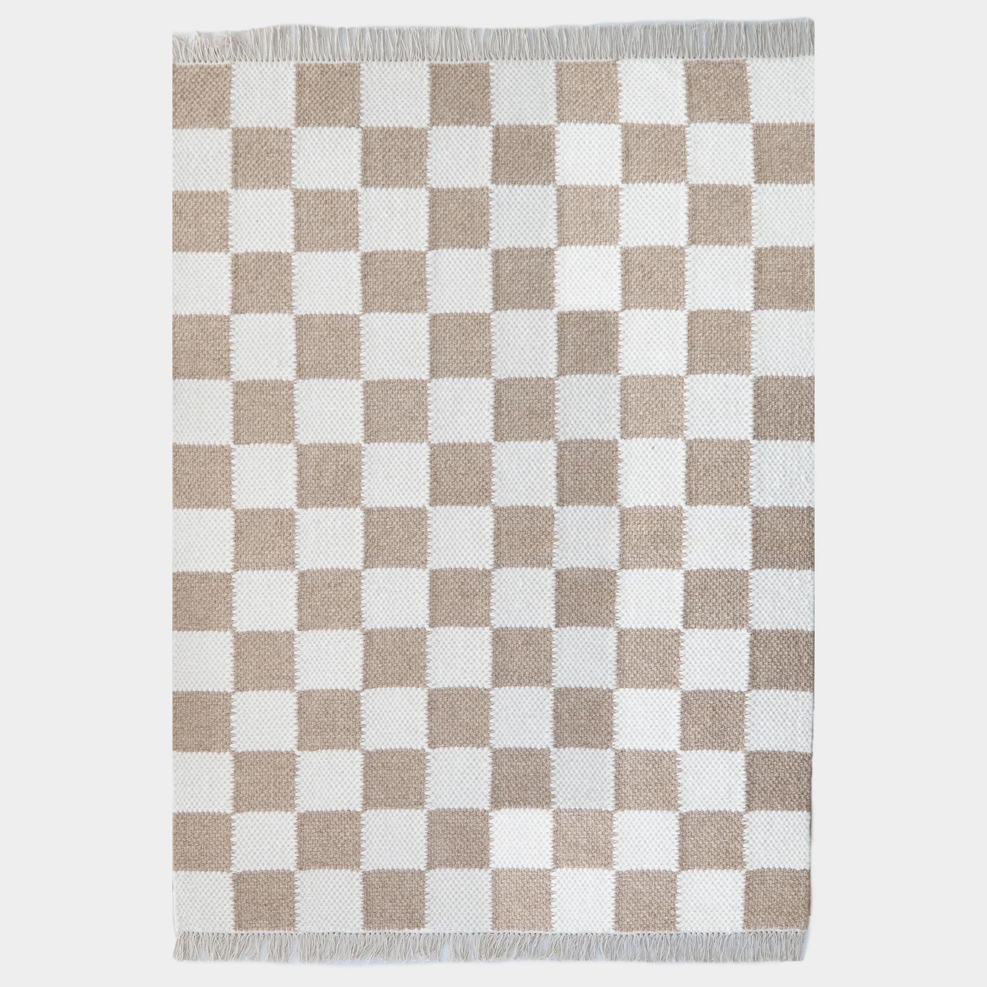 Checker In Tan - Rug | Woven Nook
