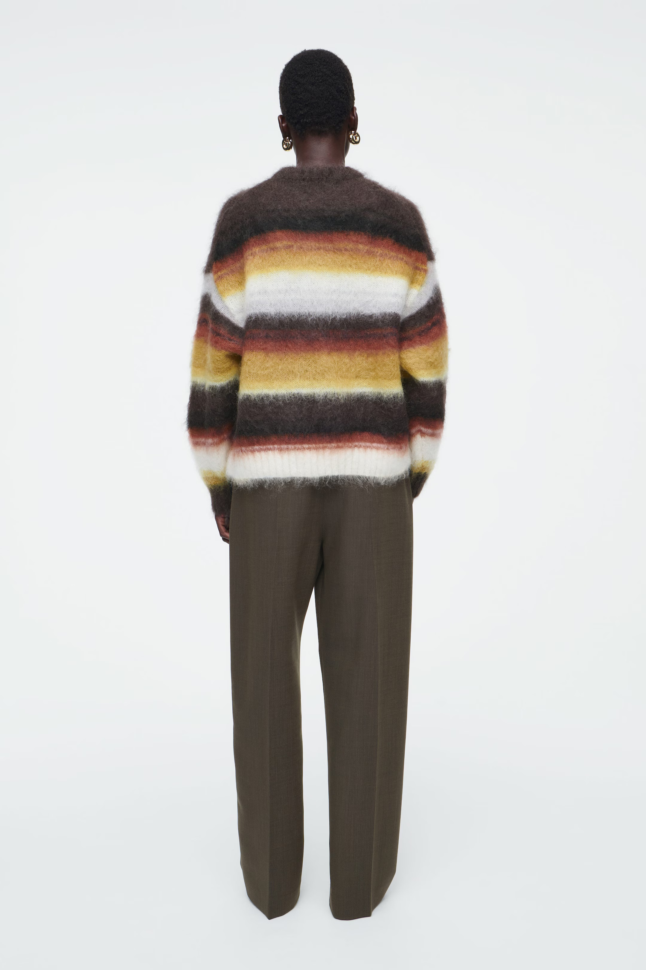 MOHAIR CREW-NECK JUMPER - BROWN / STRIPED | COS (AU)