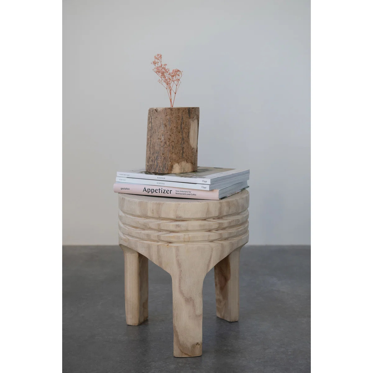 Paulownia Wood Carved Stool | Wayfair North America