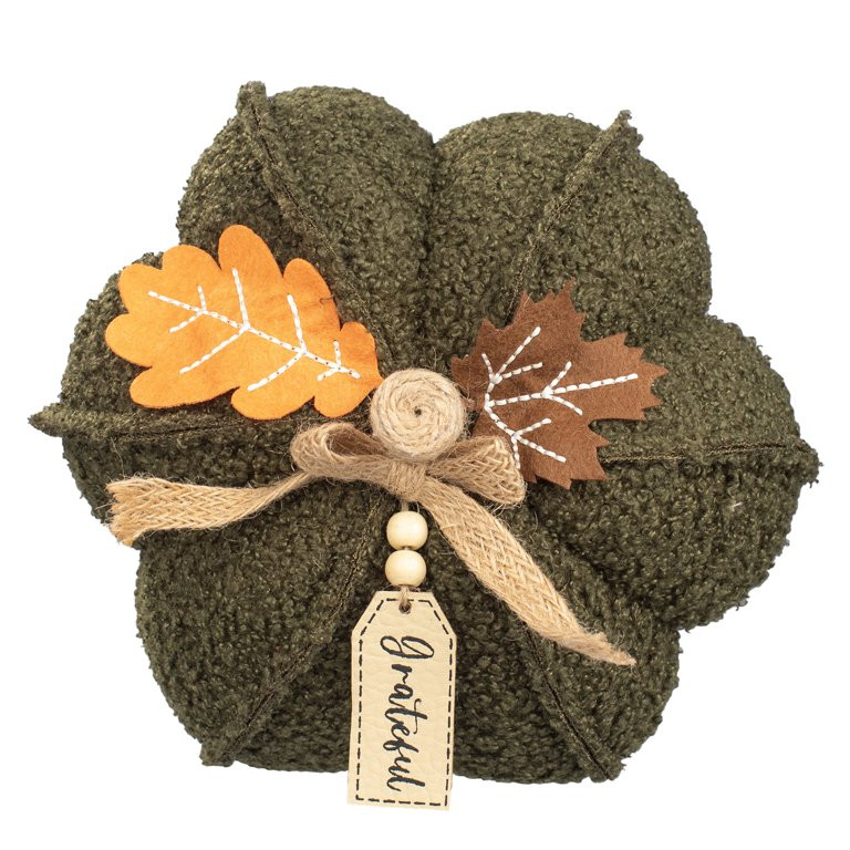 6 in Green Fabric Pumpkin Harvest Tabletop Decoration, Way to Celebrate | Walmart (US)