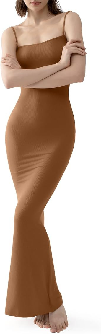 PUMIEY Women's Slip Maxi Dress Sexy Ribbed Bodycon Dresses Long Dress | Amazon (US)