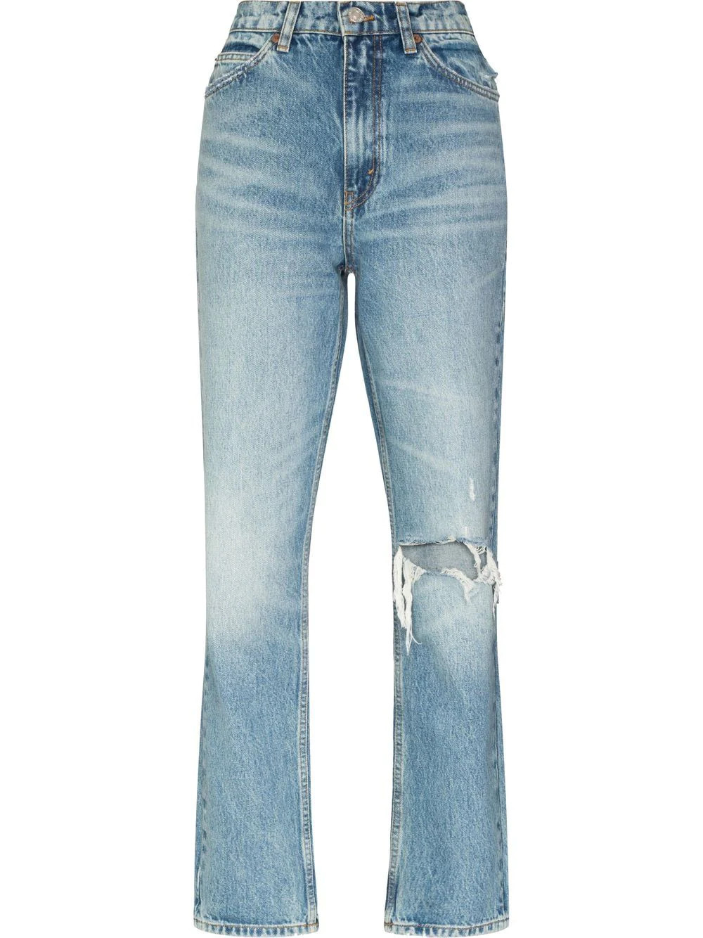RE/DONE '70s ripped-knee straight-leg jeans - Blue | Farfetch Global