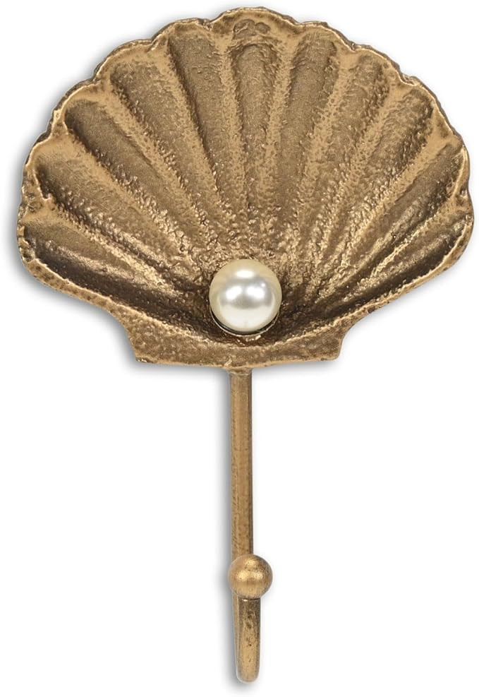 4" Gold Cast Iron Seashell Wall Hook | Amazon (US)
