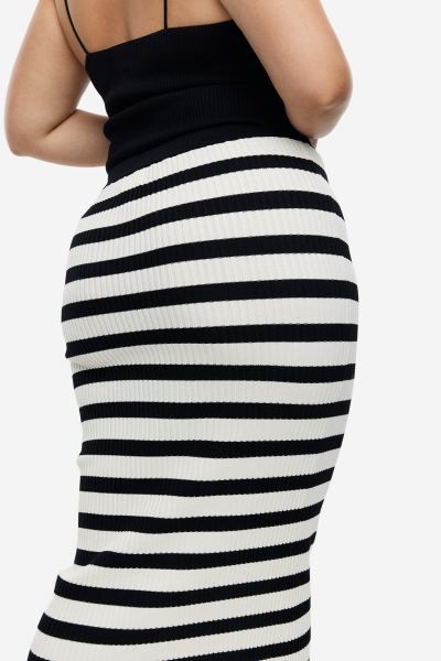 Rib-knit Skirt - Cream/striped - Ladies | H&M US | H&M (US + CA)