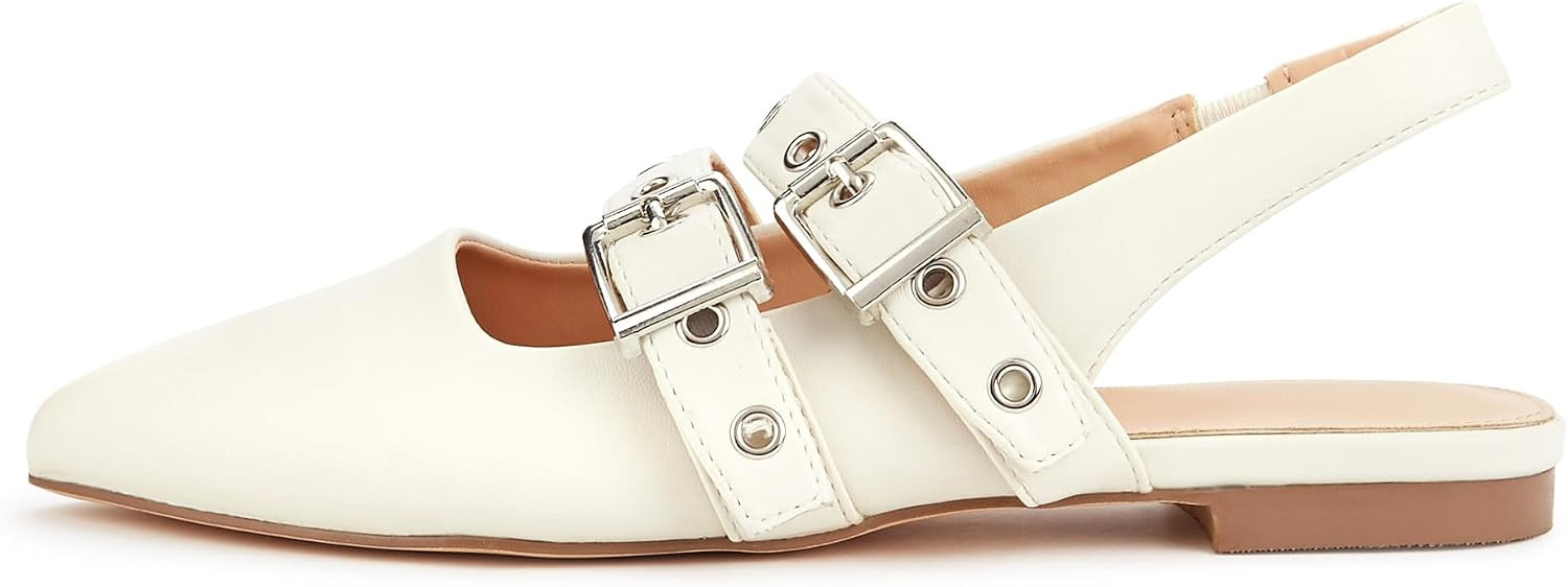 LUCKY STEP Women's Slingback Buckle Flats Ballet Sneakers | Amazon (US)