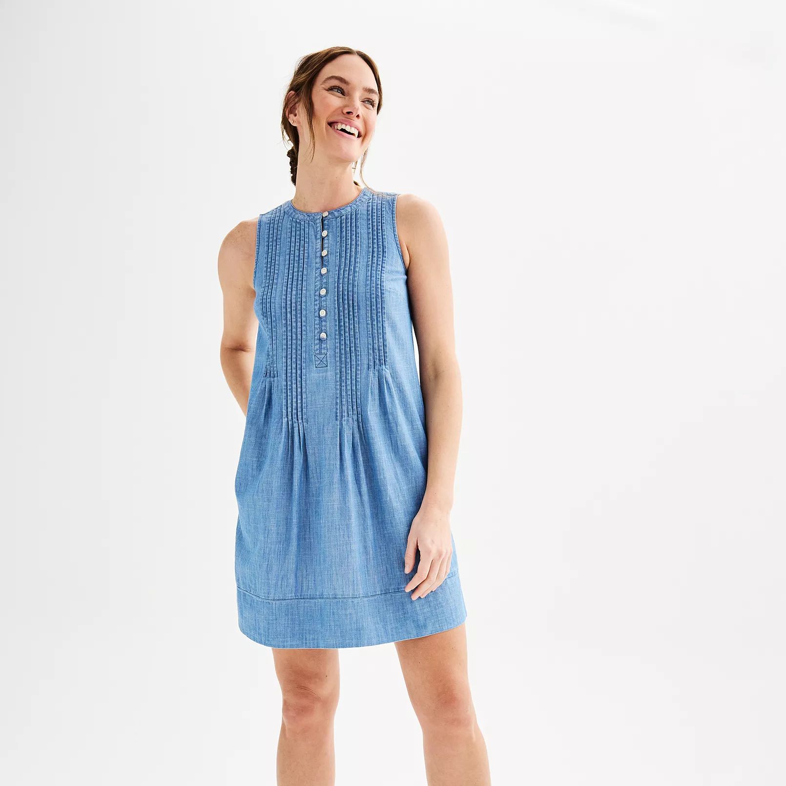 Women's Sonoma Goods For Life® Pleated Front Sleeveless Pintuck Dress | Kohl's