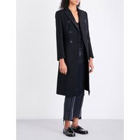 Sandro Ladies Black Classic Longline Wool-Blend Coat, Size: 8 | Selfridges
