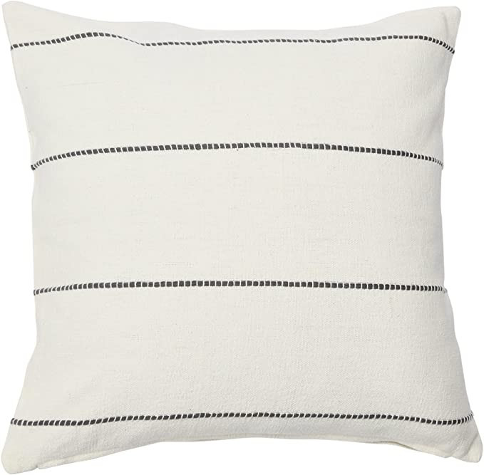 Creative Co-Op 20" Square Interwoven Striped Cotton Pillow Decorative Pillow Cover, 20" x 20", Wh... | Amazon (US)