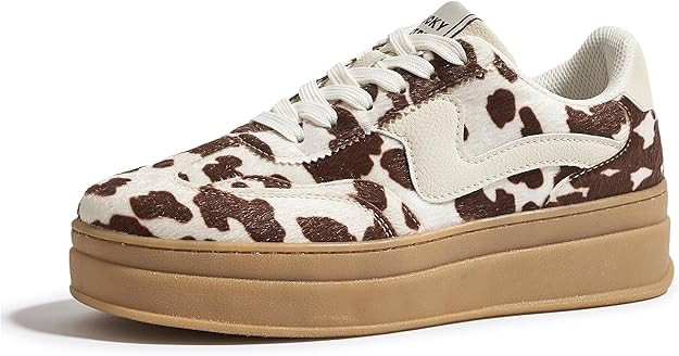 LUCKY STEP Women's Platform Fashion Sneakers Thick Sole Suede Genuine Leather Classic Rubber Gum ... | Amazon (US)