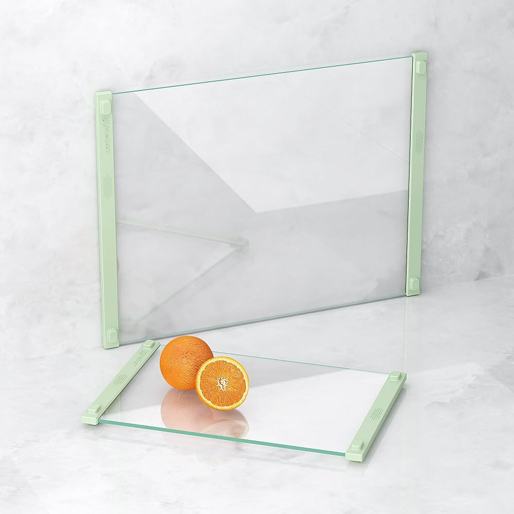2 PCS Tempered Glass Cutting Board for Kitchen with Rubber Handle-Non Anti slip and Easy to Grip,... | Amazon (US)