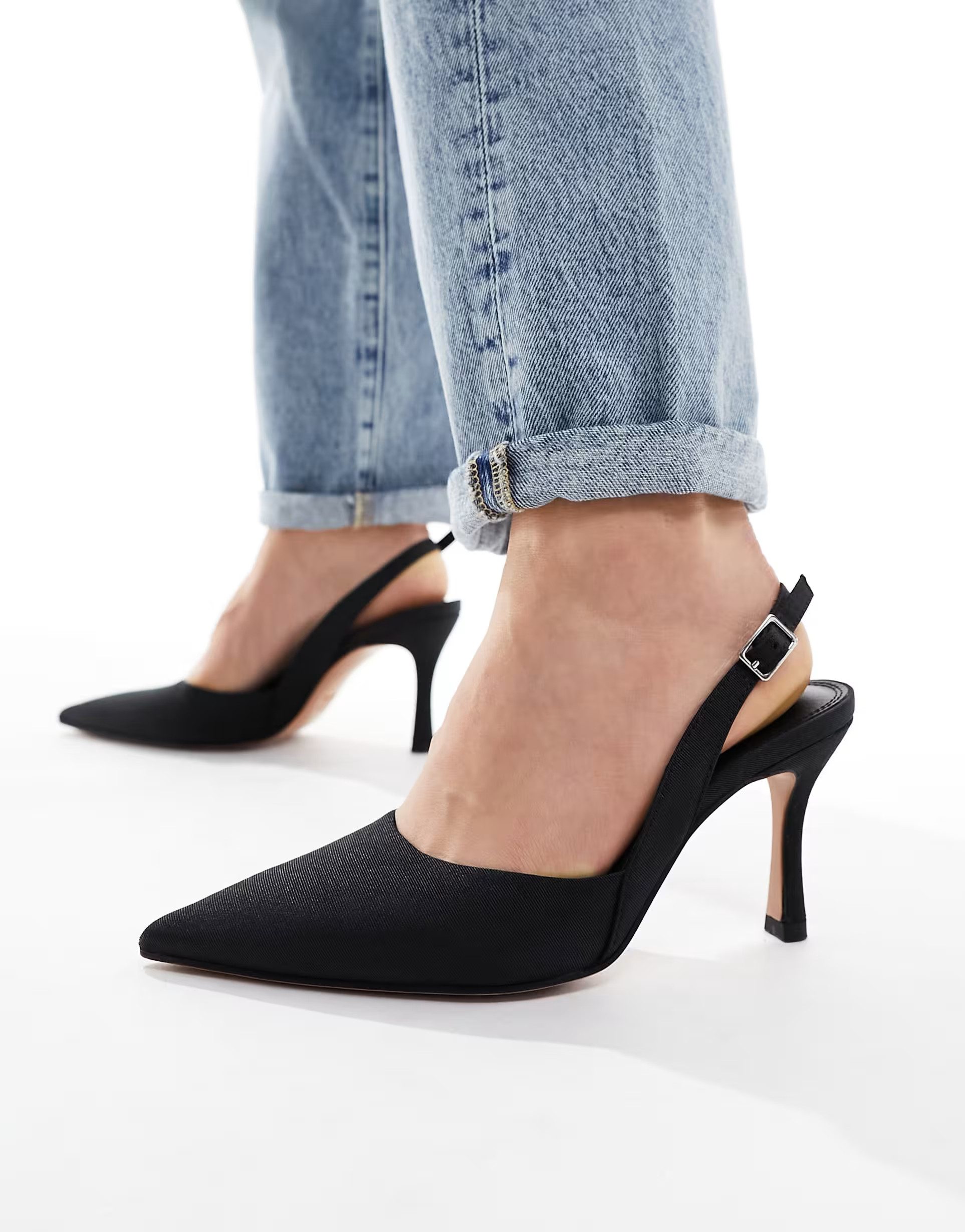 ASOS DESIGN Wide Fit Samber 2 slingback stiletto heels in black | ASOS (Global)