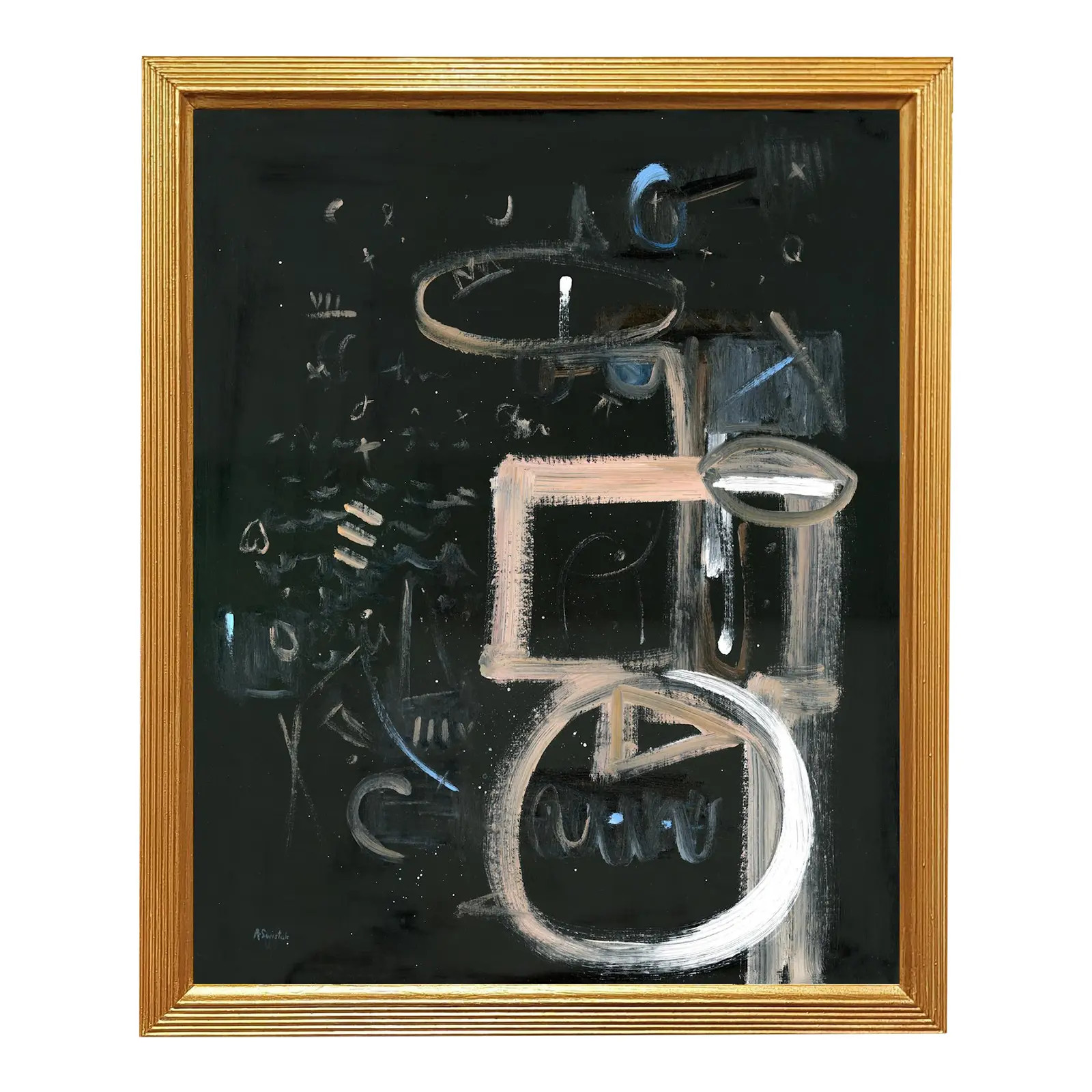 Alexandra Swistak the Wheel House Abstract Folk Art Inspired Oil Painting, Framed | Chairish