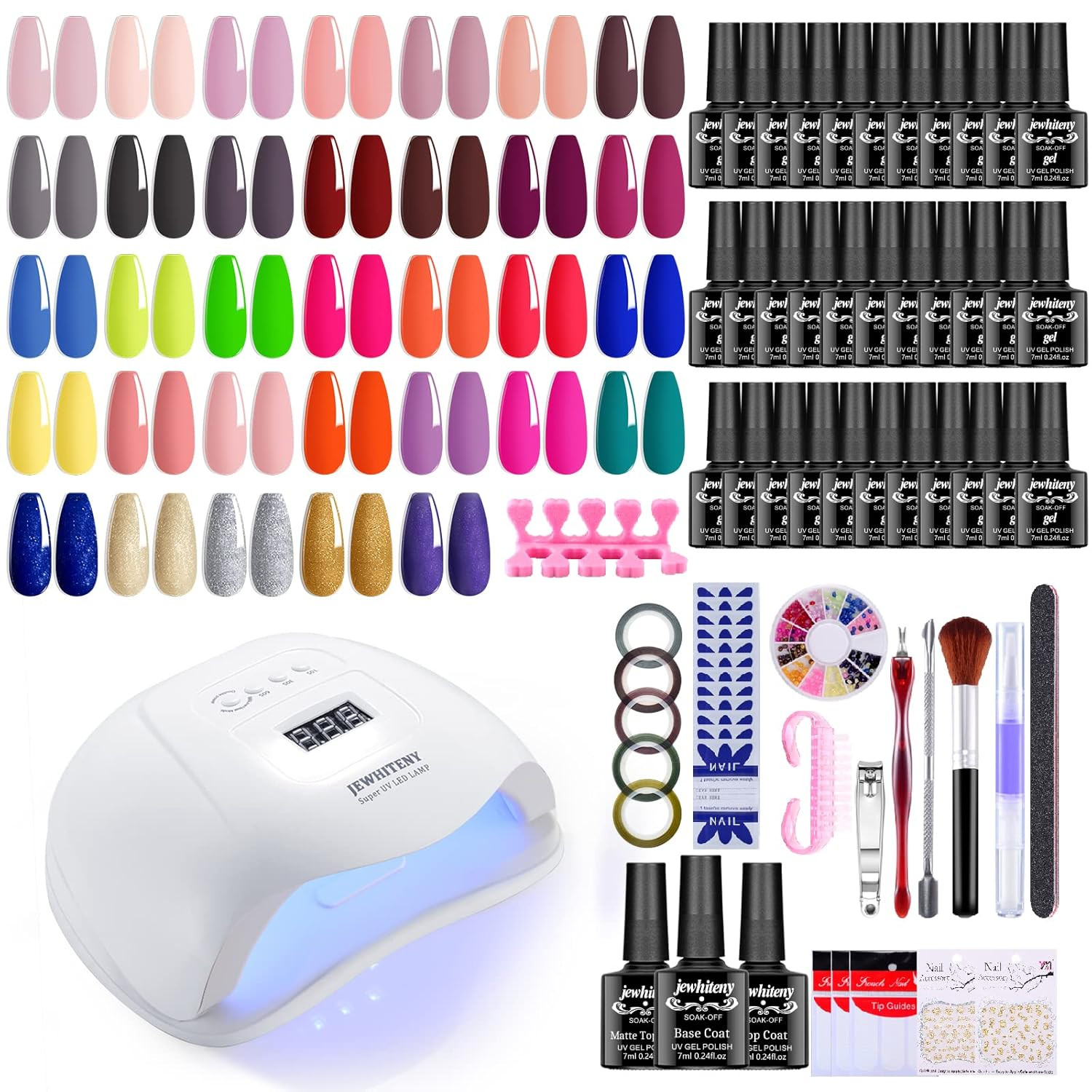 JEWHITENY Gel Nail Polish Kit with U V Light 120W LED Nail Lamp 33 Colors Nude Gray Pink Gel Poli... | Amazon (US)